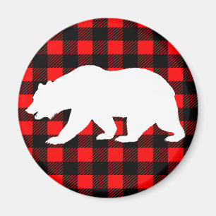 Aimant Ours blanc et buffle rouge noir rustique Vérifier