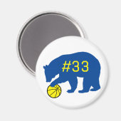 Aimant Ours bleu avec Basket Jaune & Numéro (Recto/Verso)