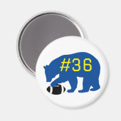 Aimant Ours bleu avec football et numéro d'équipe (Recto/Verso)