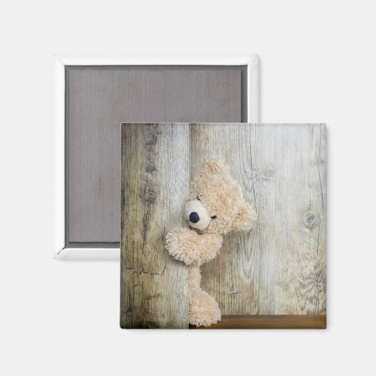 Aimant Ours Cute Stuffé Mur Rustique En Bois (Recto/Verso)