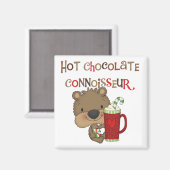 Aimant Ours de garçon de connaisseur de chocolat chaud (Recto/Verso)