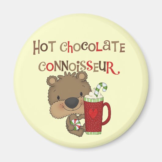 Aimant Ours de garçon de connaisseur de chocolat chaud (Devant)