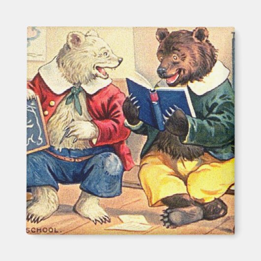 Aimant Ours de lecture vintage (Devant)