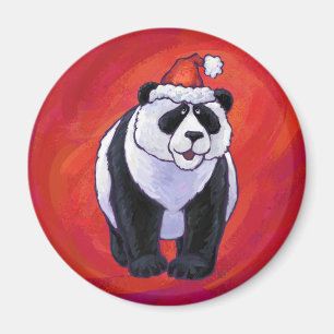 Aimant Ours de panda à Santa Hat sur Rouge