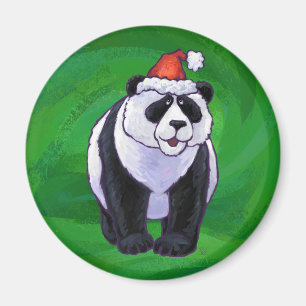 Aimant Ours de panda à Santa Hat sur Vert