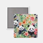 Aimant Ours de panda aquarelle (Recto/Verso)