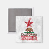 Aimant Ours drapeau de Californie en style peint (Recto/Verso)