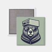 Aimant Ours Drôle Moderne Avec Chapeau Râpe À Fromage Ver (Recto/Verso)