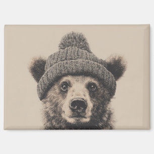 Aimant Ours en bonnet - Joli animal d'hiver