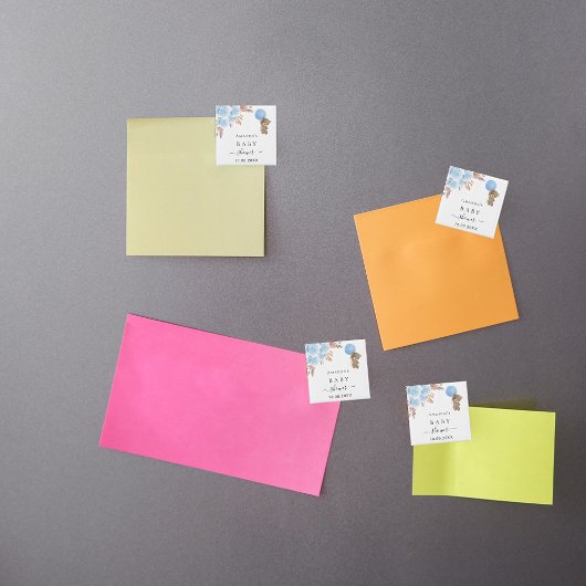 Aimant Ours en peluche Baby Shower herbe de pampas bleu g