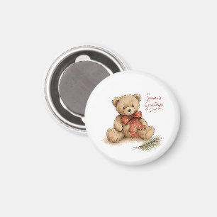 Aimant Ours en peluche de Noël à l'aquarelle