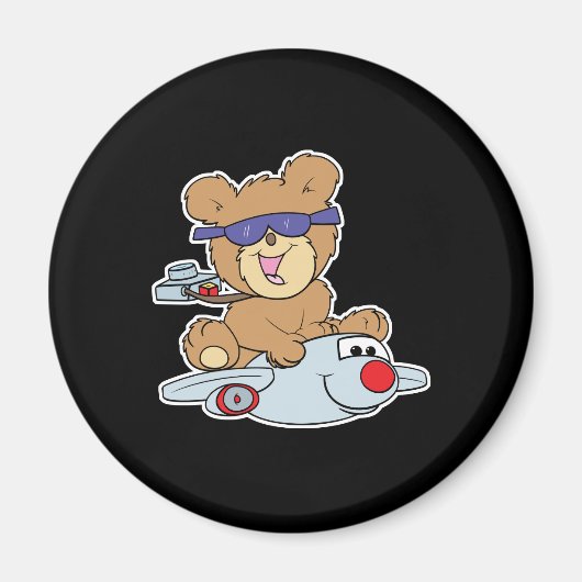 Aimant ours en peluche de vacances dans l'avion (Devant)