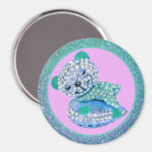 Aimant Ours en peluche dormir beauté diamant mignon (Recto/Verso)