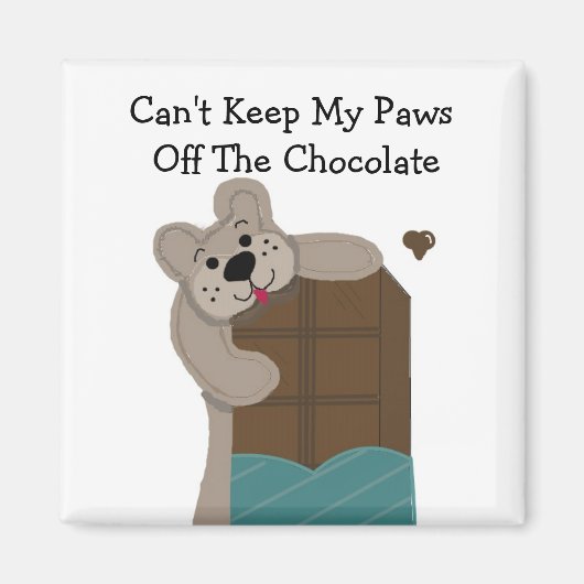 Aimant Ours en peluche grignotant du chocolat (Devant)