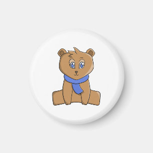 Aimant Ours en peluche portant une écharpe bleue