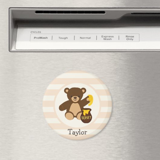 Aimant Ours en tourbe Brown avec miel jaune (In Situ (Lave-vaisselle))