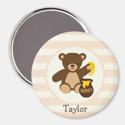 Aimant Ours en tourbe Brown avec miel jaune (Recto/Verso)