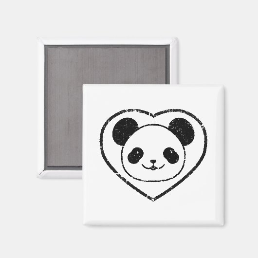 Aimant Ours Et Coeur De Panda En Caoutchouc (Recto/Verso)