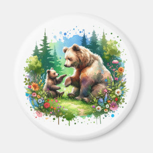 Aimant Ours et cubes d'aquarelle