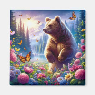 Aimant Ours et papillons mignons et colorés