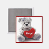 Aimant Ours Gris Au Coeur (Recto/Verso)