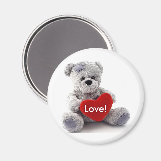 Aimant Ours Gris Au Coeur (Recto/Verso)