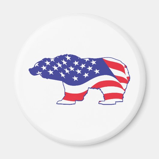 Aimant Ours grizzli patriotique (Devant)