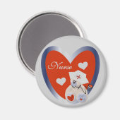 Aimant Ours-infirmière avec T-shirts et cadeaux de coeur (Recto/Verso)