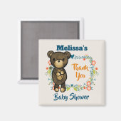 Aimant Ours mignon, Fleur Jaune et Merci de couronne fleu (Recto/Verso)