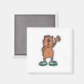 Aimant ours mignon qui fait signe en baskets (Recto/Verso)