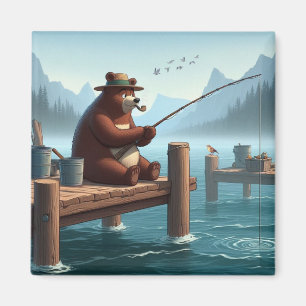 Aimant Ours montagnard rustique et vintage de plein air