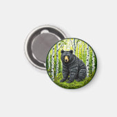 Aimant Ours noir dans une forêt de bouleaux (Recto/Verso)