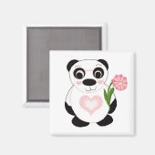 Aimant Ours Panda avec des fleurs (Recto/Verso)