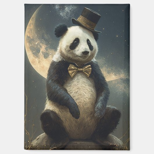 Aimant Ours Panda Lune vintage (Recto)