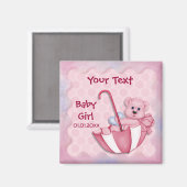 Aimant Ours parapluie - Personnaliser - Fille (Recto/Verso)
