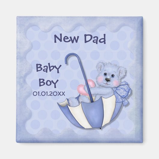 Aimant Ours Parapluie - Personnaliser - Garçon (Devant)