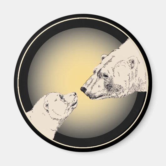 Aimant Ours Polaire & Cub Frigo Magent Wildlife Art Cadea (Devant)