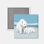 Aimant Ours polaire et oursons (Recto/Verso)