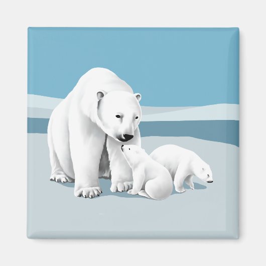 Aimant Ours polaire et oursons (Devant)