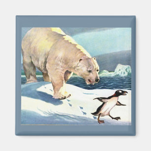 Aimant Ours polaire et pingouin des années 1940