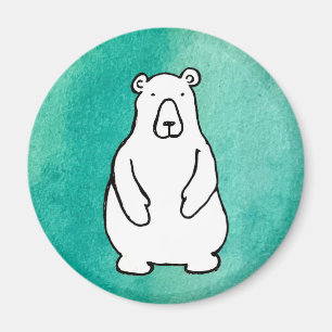 Aimant Ours polaire grizzly de dessin animé drôle bleu cl