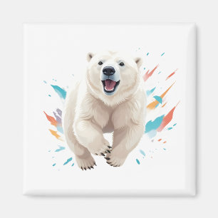 Aimant Ours Polaire Joyeux Jouant Amusant Jumping Air Joy