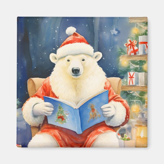 Aimant Ours polaire le soir de Noël Lecture (Devant)