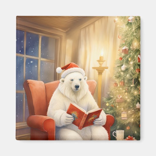 Aimant Ours polaire le soir de Noël Lecture (Devant)