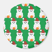 Aimant Ours polaire Noël chapeau de Noël mignon motif ver (Devant)