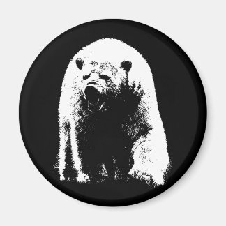 Aimant Ours polaire noir et blanc Pop Art