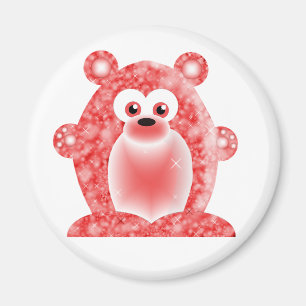 Aimant Ours rouge de pierre porte-bonheur