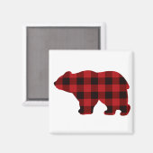 Aimant Ours rouge et noir plat du pays (Recto/Verso)