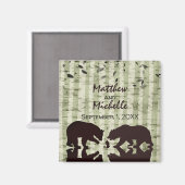 Aimant Ours rustiques de bois Pêche, Mariage de bouleaux (Recto/Verso)