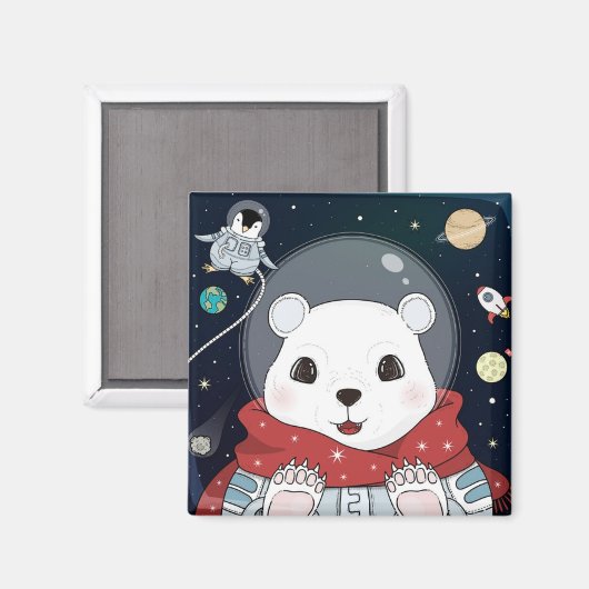 Aimant Ours spatial mignon (Recto/Verso)